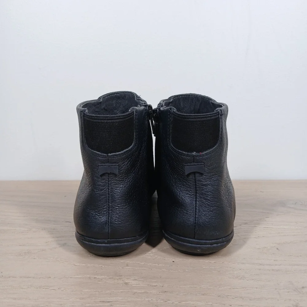 Camper Ankle Boots Womens 9 Black Leather Minimalist Comfort Casual Zip
